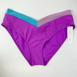 Salt + Cove Bikini Bottom Juniors Size XL Purple Gray Blue Band Swim NWT